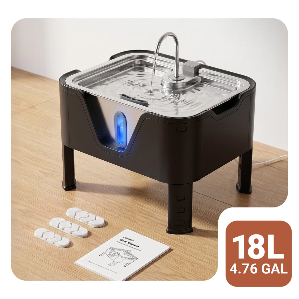 DeftPet 18L / 4.76 Gal Adjustable Elevated Dog Water Fountain for Large Dogs