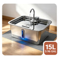 DeftPet 15L / 3.96 Gal Stainless Steel Dog Water Fountain for Large Dogs
