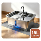 DeftPet 15L / 3.96 Gal Stainless Steel Dog Water Fountain for Large Dogs