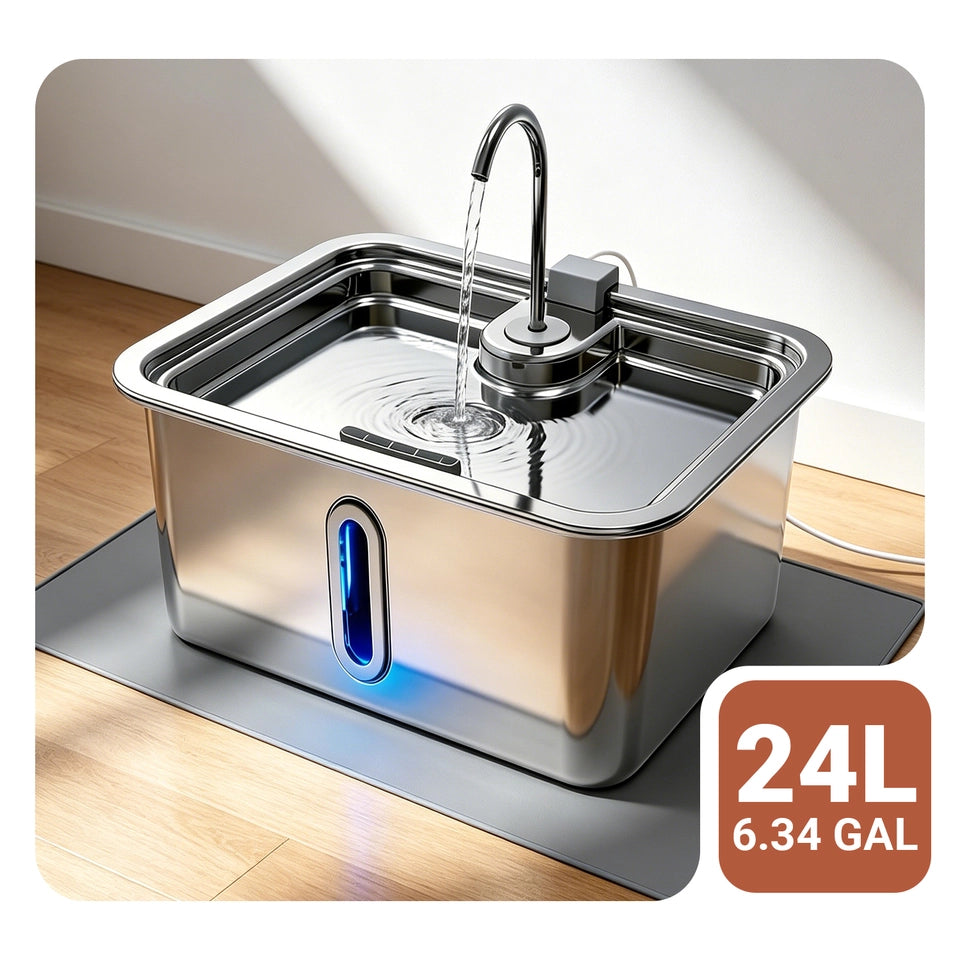 DeftPet 24L / 6.34 Gal Stainless Steel Dog Water Fountain for Large & Giant Dogs
