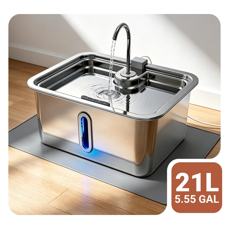 DeftPet 21L / 5.55 Gal Stainless Steel Dog Water Fountain for Large Dogs