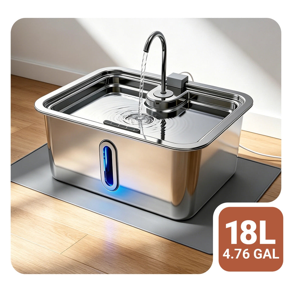 DeftPet 18L / 4.76 Gal Stainless Steel Dog Water Fountain for Large & Giant Dogs