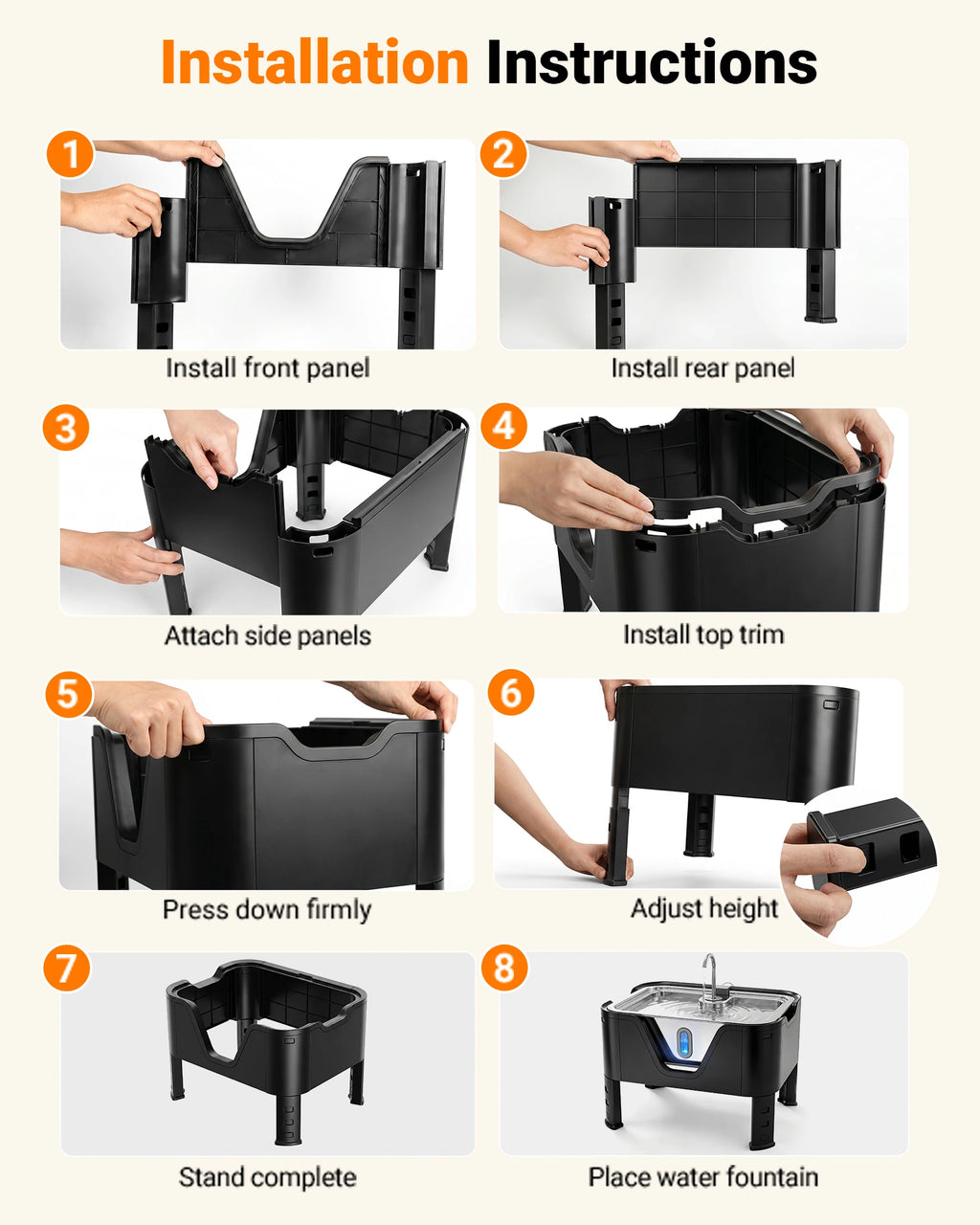 DeftPet Adjustable Elevated Water Fountain Stand for 12L, 15L & 18L Pet Fountains, 3 Adjustable Heights