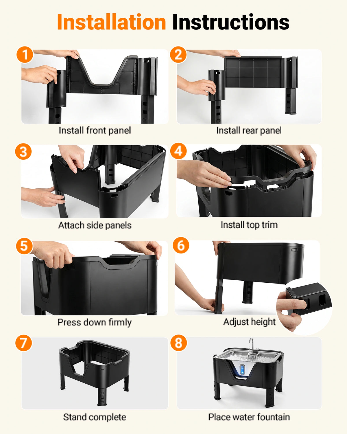 DeftPet Adjustable Elevated Water Fountain Stand for 12L, 15L & 18L Pet Fountains, 3 Adjustable Heights