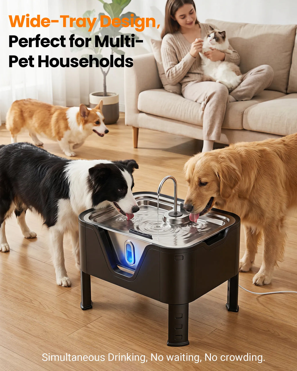 DeftPet Adjustable Elevated Water Fountain Stand for 12L, 15L & 18L Pet Fountains, 3 Adjustable Heights