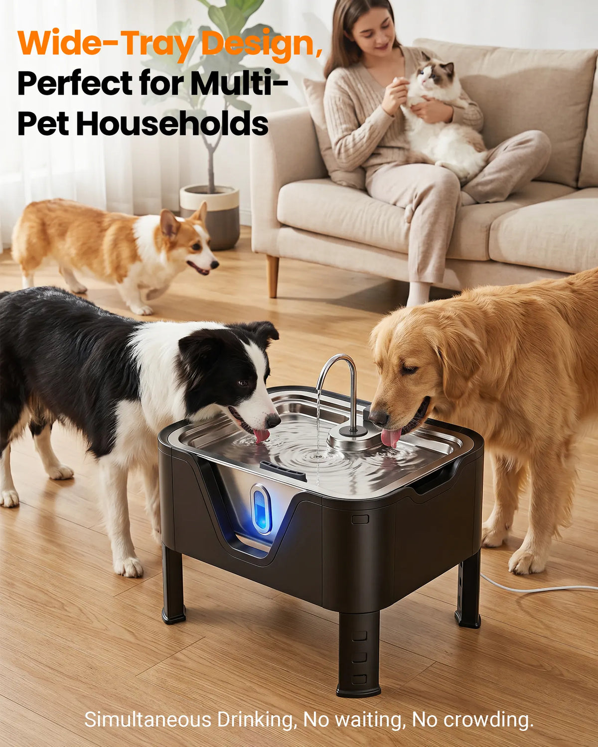 DeftPet Adjustable Elevated Water Fountain Stand for 12L, 15L & 18L Pet Fountains, 3 Adjustable Heights